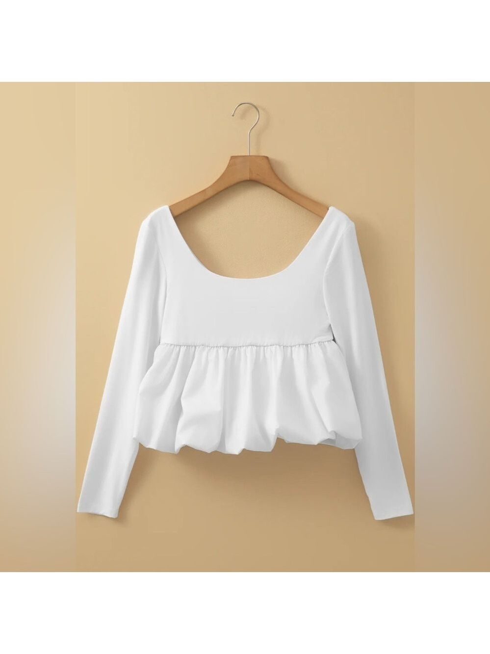 Wild Fable White Peplum Long Sleeve Blouse